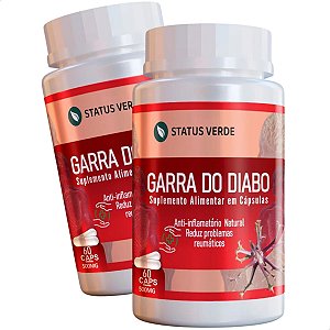 2 Potes Garra do Diabo Kit 120 Cáps - Status Verde