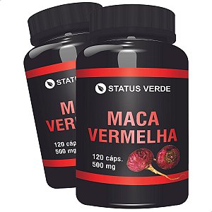 2 Potes Maca Peruana Vermelha Kit 240 Cáps - Status Verde