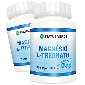 2 Potes Magnésio L-Treonato Kit 240 Cáps - Status Verde