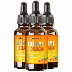 3 Frascos Cúrcuma + Colágeno Kit 90ml - Status Verde
