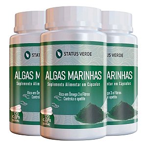 3 Potes Algas Marinhas Kit 360 Cáps - Status Verde