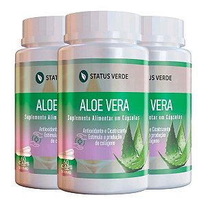 3 Potes Aloe Vera Kit 180 Cáps - Status Verde