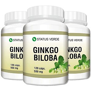 3 Potes Ginkgo Biloba Kit 360 Cáps - Status Verde