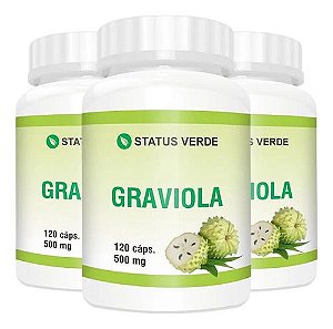 3 Potes Graviola Kit 360 Cáps - Status Verde