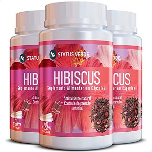 3 Potes Hibiscus Kit 180 Cáps - Status Verde