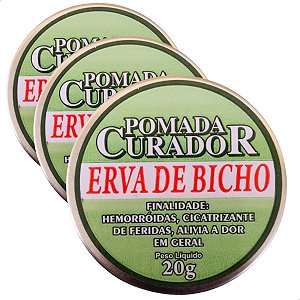 3 Potes Pomada Erva De Bicho - Pomada Curador