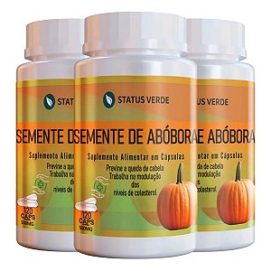 3 Potes Semente de Abóbora Kit 360 Cáps - Status Verde
