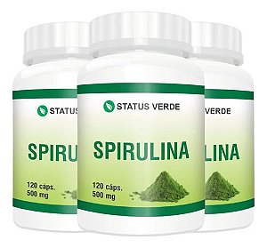 3 Potes Spirulina Kit 360  Cáps - Status Verde
