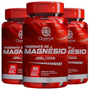 3 Potes Treonato de Magnésio Kit 180 Cáps - Quantum