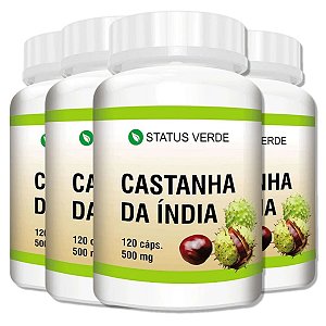 4 Potes Castanha da India Kit 480 Cáps - Status Verde