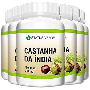 6 Potes Castanha da India Kit 720 Cáps - Status Verde