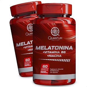 2 Potes Melatonina + Vitamina B6 + Niacina Kit 120 Cáps - Quantum