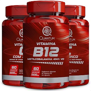 3 Potes Vitamina B12 Kit 180 Cáps - Quantum