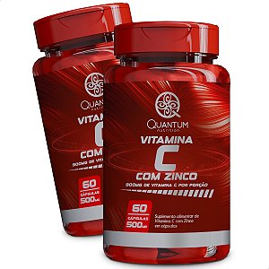 2 Potes Vitamina C + Zinco Kit 120 Cáps - Quantum