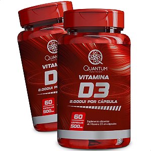 2 Potes Vitamina D3 2.000ui  Kit 120 Cáps - Quantum