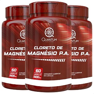 3 Potes Cloreto de Magnésio P.A. Kit 180 Cáps - Quantum