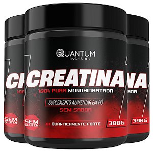 3 Potes Creatina Monohidratada Kit 900g - Quantum