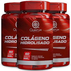 3 Potes Colágeno hidrolisado Kit 180 Cáps - Quantum