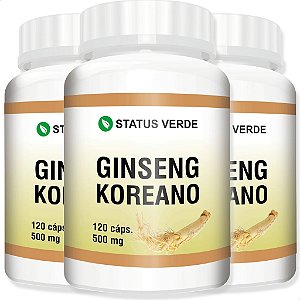 3 Potes Ginseng Koreano Kit 360 Cáps - Status Verde