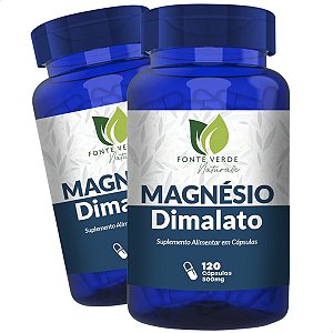 2 Potes Magnésio Dimalato Kit 240 Cáps - Fonte Verde