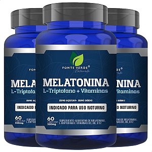 3 Potes Melatonina Kit 180 Cáps - Fonte Verde
