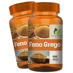 2 Potes Feno Grego Kit 240 Cáps - Fonte Verde
