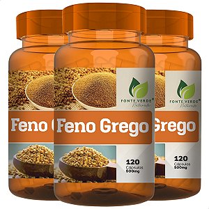 3 Potes Feno Grego Kit 360 Cáps - Fonte Verde