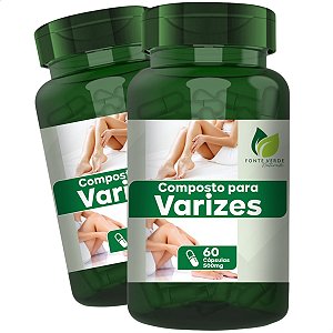 2 Potes Composto Para Varizes Kit 240 Cáps - Fonte Verde