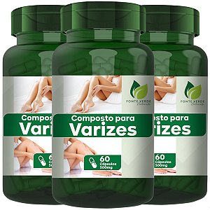 3 Potes Composto Para Varizes Kit 360 Cáps - Fonte Verde