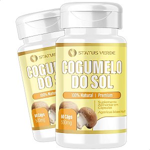 2 Pote Cogumelo do Sol Kit 120 Cáps - Status Verde