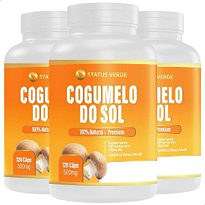 3 Potes Cogumelo do Sol Kit 360 Cáps - Status Verde