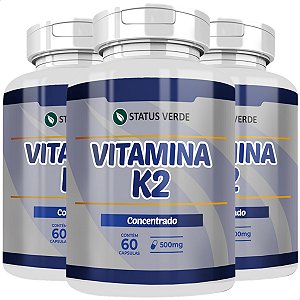 3 Potes Vitamina K2 Kit 180 Cáps - Status Verde