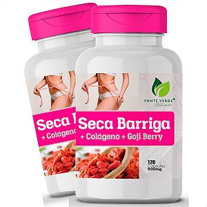 2 Potes Seca Barriga + Colágeno + Goji Berry Kit 240 Cáps - Fonte Verde