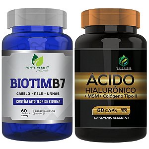 Kit BiotimB7 + Ácido Hialurônico 60 Cáps P/ Pote - Fonte Verde