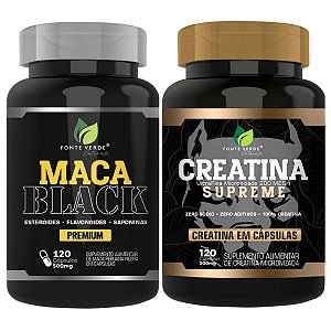 Kit Maca Black + Creatina Supreme 120 Cáps P/ Pote - Fonte Verde