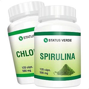 Kit Spirulina + Chlorella 120 Cáps P/ Pote - Status Verde
