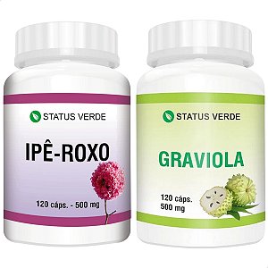 Kit Graviola + Ipê Roxo 120 Cáps P/ Pote - Status Verde