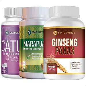Kit Ginseng + Marapuama + Catuaba 120 Cáps P/ Pote - Status Verde
