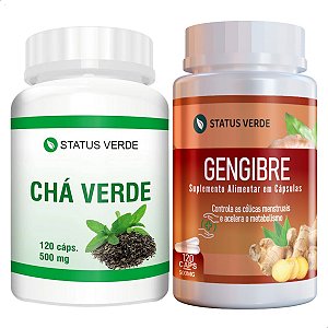 Kit Chá Verde + Gengibre 120 Cáps P/ Pote - Status Verde