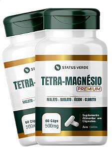 2 Potes Tetra Magnésio 60 Cáps - Status Verde