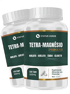 2 Potes Tetra Magnésio 120 Cáps - Status Verde