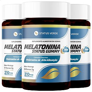 3 Potes Melatonina Status Gummy 30 Gomas - Status Verde