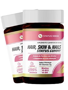 2 Potes Hair Skin & Nails Gummy Kit 120 Gomas - Status Verde