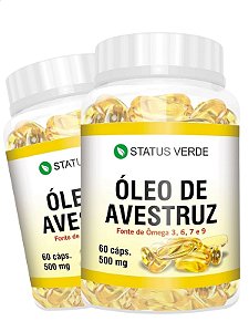 2 Potes Óleo De Avestruz Kit 120 Caps - Status Verde