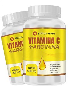 2 Potes Vitamina C + Arginina Kit 240 Cáps - Status Verde