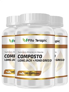 3 Potes Composto Long Jack + Feno Grego 120 Cáps - Fito Terapic