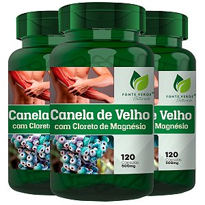 3 Potes Canela De Velho + Cloreto De Magnésio 120 Cáps - Fonte Verde
