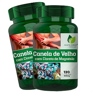 2 Potes Canela De Velho + Cloreto De Magnésio 120 Cáps - Fonte Verde