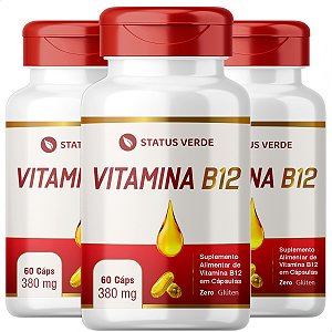 3 Potes Vitamina B12 SoftGel 60 Cáps - Status Verde