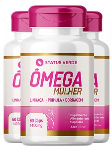 3 Potes Ômega Mulheres 60 Cáps - Status Verde